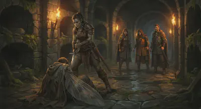 Irulan drives her longsword through Ragnar's body to kill the fly inside